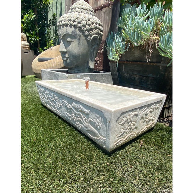 Mid 20th Century Vintage White Marble Bird & Blossom Fountain For Sale - Image 5 of 7