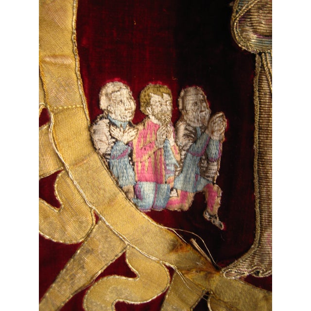 Red Spanish Altar Embroidery Ornement of Virgin and Child , 18 Century For Sale - Image 8 of 17
