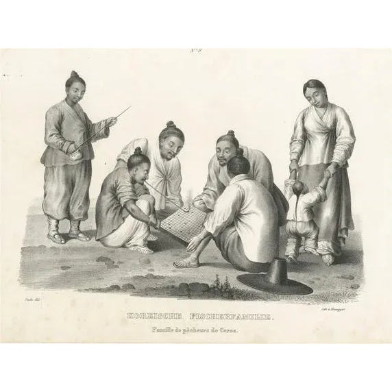 Honegger, Family of Fishermen from Korea, Steel Engraved Print For Sale - Image 6 of 6