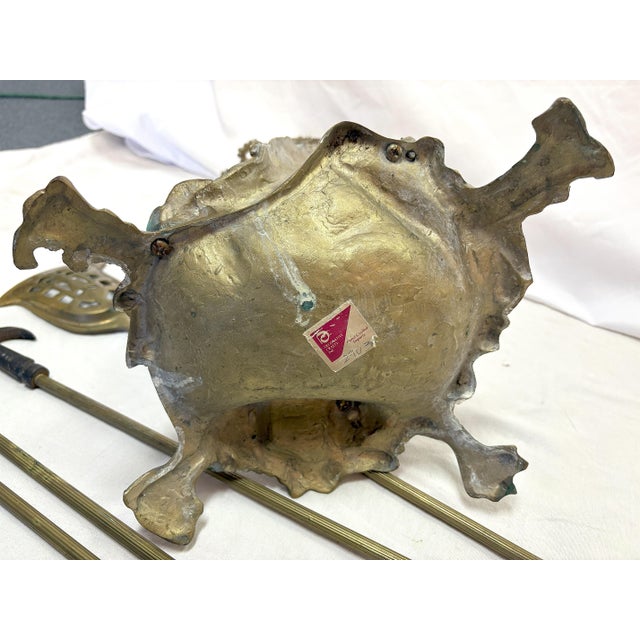 Vintage French Brass "Hunting" Motif Fireplace Tool Set- 5 Pieces For Sale - Image 12 of 12