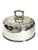 An elegant antique French silver plate serving dome, beautifully adorned with intricate floral and scrollwork detailing....