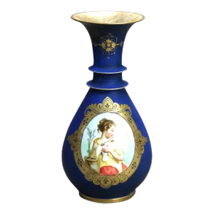 Antique Old Paris Hand Painted Porcelain Portrait Vase, Circa 1890