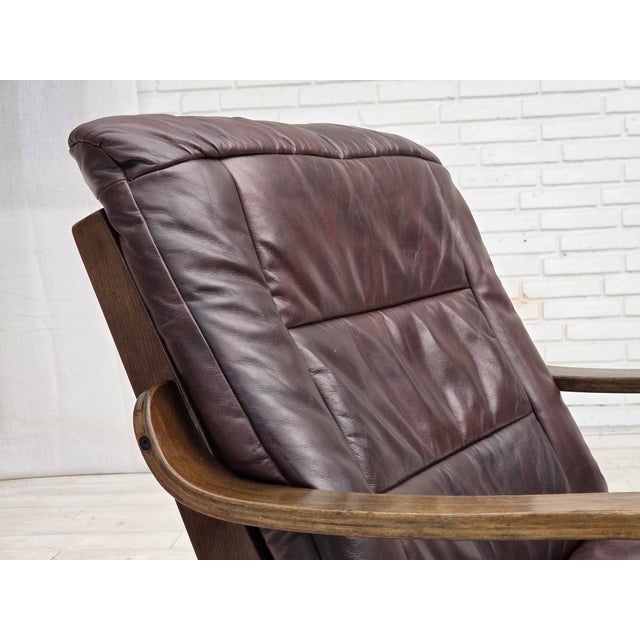 Mid-Century Modern Scandinavian Armchair in Brown Furniture Leather, 1970s For Sale - Image 3 of 18