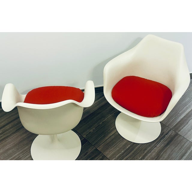 1950s Early Eero Saarinen for Knoll Tulip Dining Arm Chairs 1956 Mid Century Modern For Sale - Image 5 of 10
