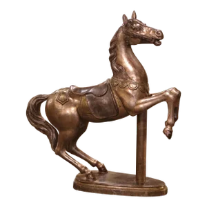 Late 19th Century French Silvered Carousel Horse Sculpture on Stand