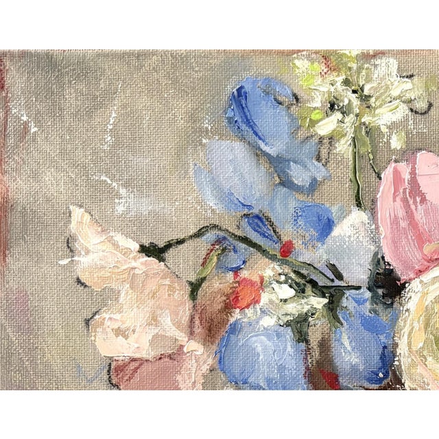 "Fair Maiden" is an oil and charcoal on canvas floral still life by Leigh Ann Van Fossan, completed in 2026. A loose spray...