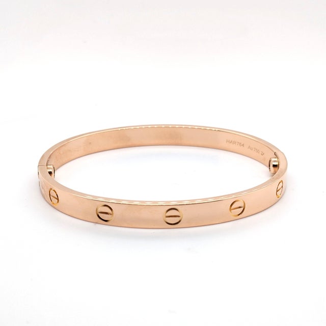 Metal Cartier Love Bracelet in 18k Rose Gold - Size 18 For Sale - Image 7 of 11