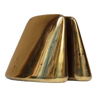 Pair of Vintage Brass Finish Bookends by Ben Seibel for Jenfred Ware For Sale