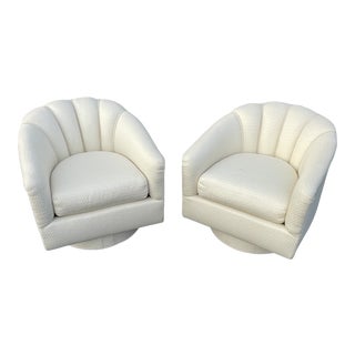 1980s Vintage Carson’s Shell Swivel Club Chairs - a Pair For Sale