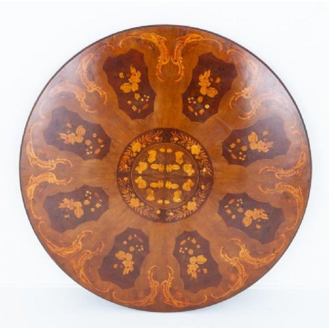 Victorian Revival Marquetry Inlay Centre Table with Quadrafoil Base, 1920s For Sale - Image 6 of 9