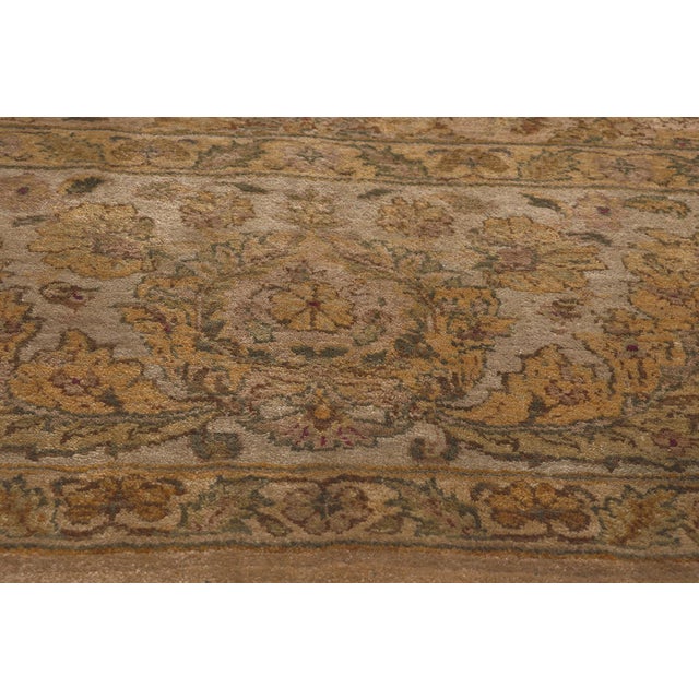 Late 20th Century Vintage Earth-Tone Brown Indian Tabriz Rug, 09'03 X 12'03 For Sale - Image 5 of 9
