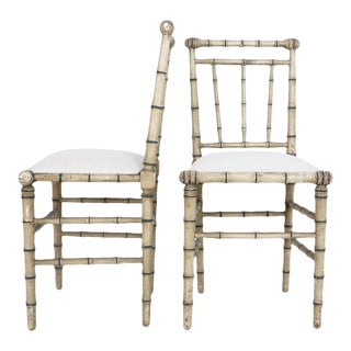 Faux Bamboo Painted Napoleon III Side Chairs - a Pair For Sale
