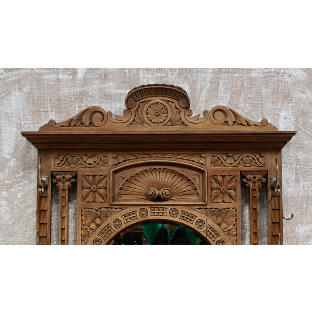 Victorian Green Man Hall Stand in Oak, 1880 For Sale - Image 3 of 12