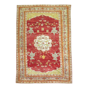 Antique Zabihi Collection Fine Quality Red Turkish Oushak Rug