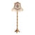 French-Style Gilded Floor Lamp – Ornate Gold Leaf Stand With Floral Embroidered Shade & Crystal Fringe For Sale