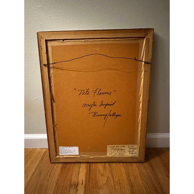 “Night Flowers” 1967 Acrylic Imprint by Bunny Halligan For Sale - Image 4 of 7