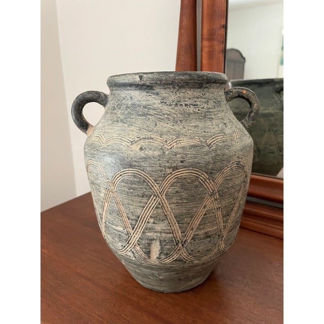 Rustic European Late 20th Century Rustic Pottery Jug Vessel With Two Handles For Sale - Image 3 of 11