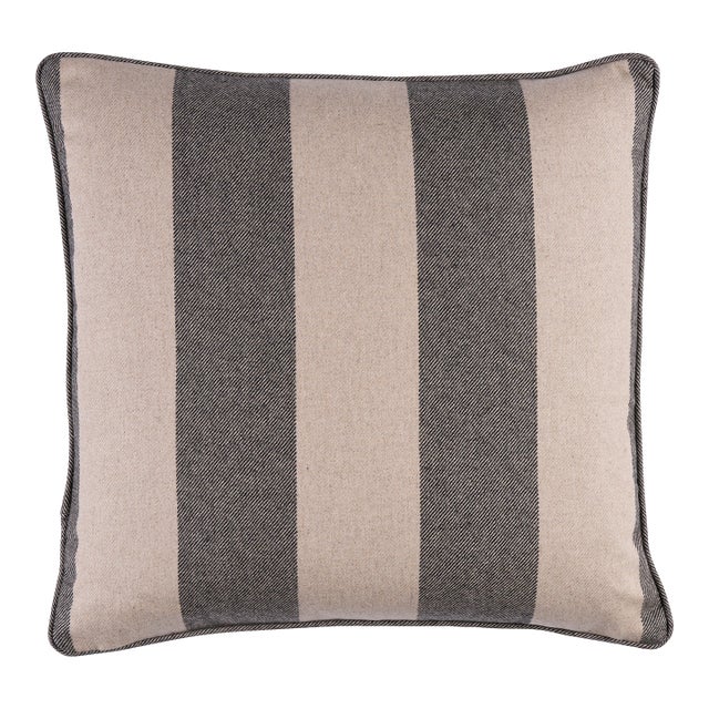 Schumacher Hemlock Stripe 18" Pillow In Graphite For Sale