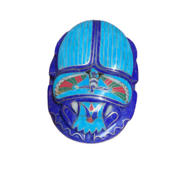 Royal Handmade Egyptian Pharaonic Scarab - Lapis & Turquoise Inlay For Sale - Image 9 of 9
