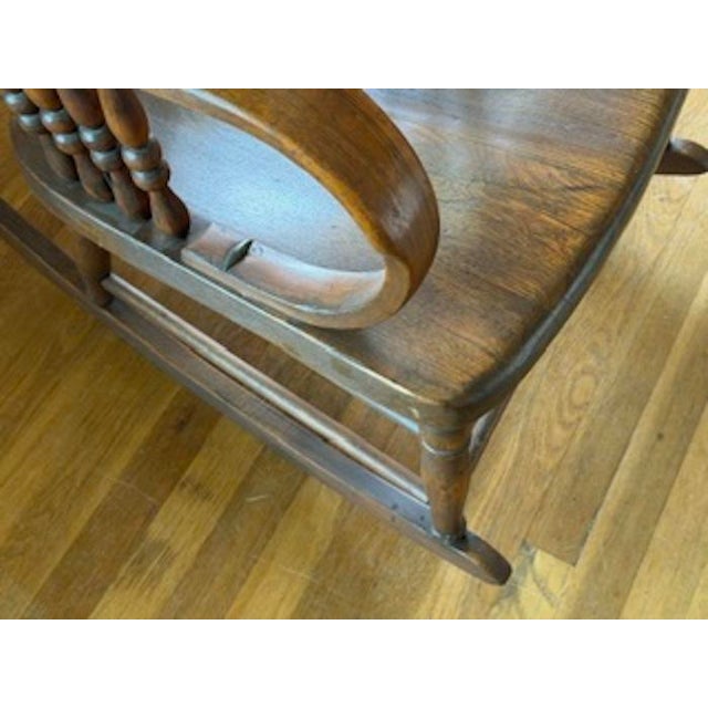 Wood Antique Rocking Chair With Embellishments and Masterful Elegant Arms and Back! For Sale - Image 7 of 13