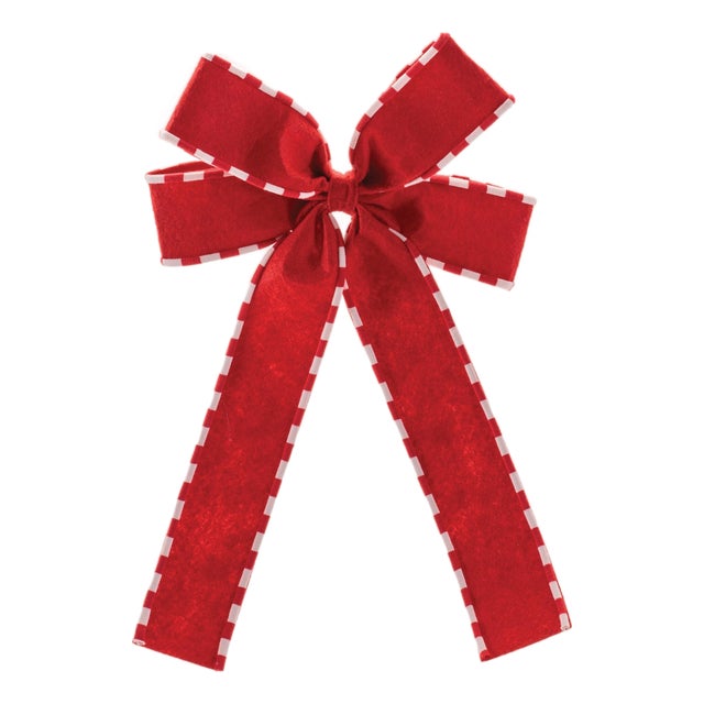 Striped Edge Bow Ornament (Set of 6) For Sale