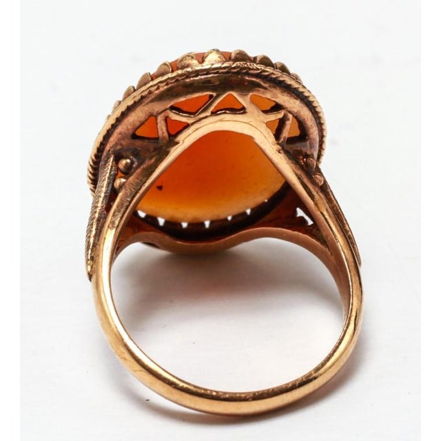 Vintage 10k Yellow Gold & Carved Shell Cameo Ring For Sale - Image 4 of 11