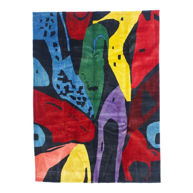 Mid Century French Artistic Wool Rug 5'8" X 8’0" For Sale