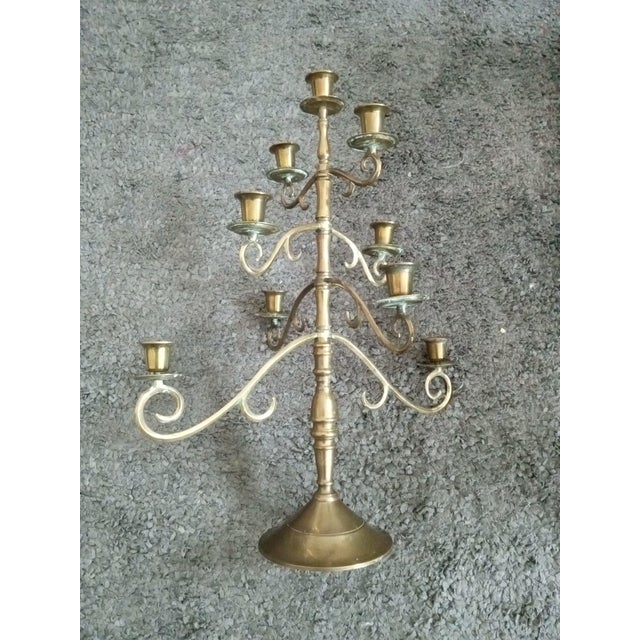 Art Noveau Solid Brass 20" Multi Tiered Candelabra w/ 9 Holders This Art Nouveau solid brass 20" multi-tiered candelabra...