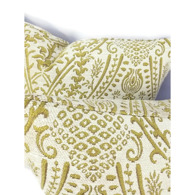 JF Fabrics JF Fabrics Ian White Chenille and Chartreuse Damask Pillow Cover For Sale - Image 4 of 6