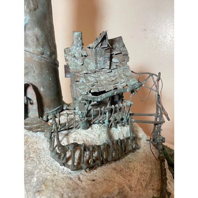 1970s Vintage Jim Lewk Bronze Stone Nautical Lighthouse Brutalist Sculpture Statue Art For Sale - Image 5 of 18