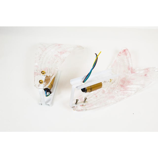 1980s Italian Foglio Wall Lamps in Murano Glass, 1980s, Set of 2 For Sale - Image 5 of 9