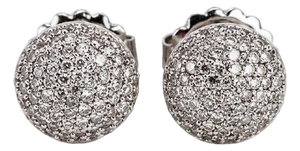 18k Pave Diamond Button Earrings, A Pair