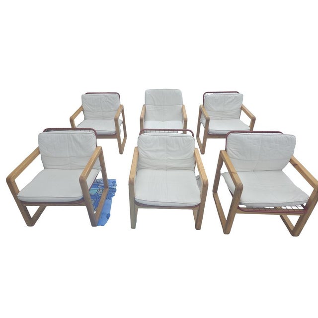 Wood Sälen Lounge Chairs by Knut & Marianne Hagberg for Ikea, 1982, Set of 6 For Sale - Image 7 of 8