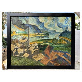 Large Expressionist Factory Painting, Poland, Circa 1910-1920, 78cm X 65cm For Sale