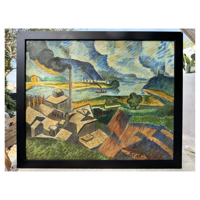 Large Expressionist Factory Painting, Poland, Circa 1910-1920, 78cm X 65cm For Sale
