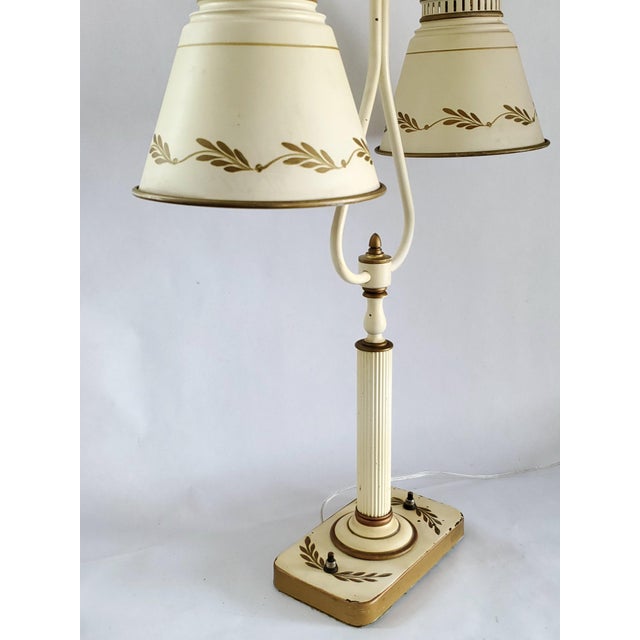 Metal 1950s French Bouillotte Style Metal Tole Desk Lamp With Shades For Sale - Image 7 of 15