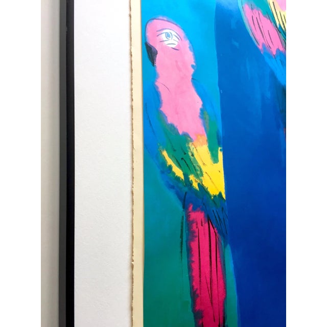 1980s Walasse Ting Vintage Large Framed Offset Lithograph Print "Can I Give You a Parrot ?" 1983 For Sale - Image 5 of 13