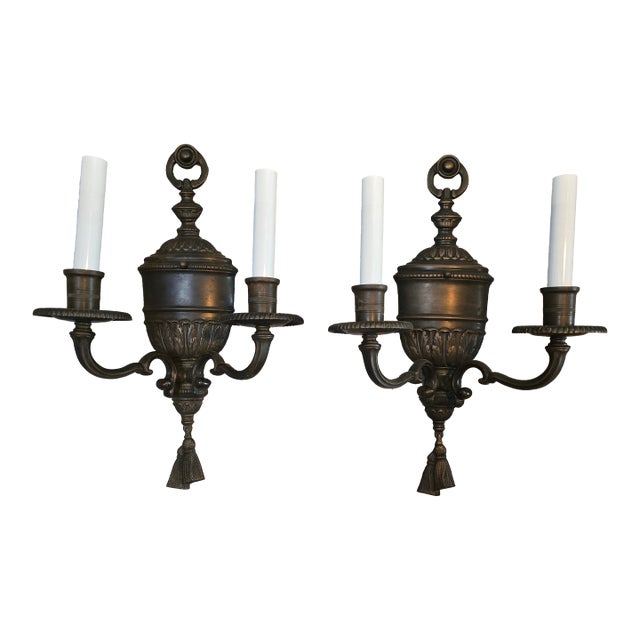 Pair of 1900s Attributed to E F Caldwell Sconces Patinated For Sale