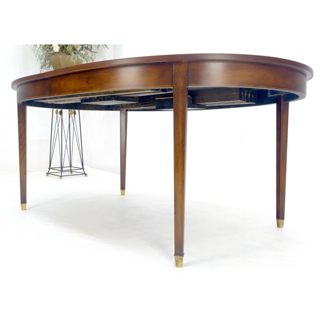 Very Fine Oval Walnut Banded 68” Long Dining Table w/ 2 Leaves MINT For Sale - Image 6 of 18