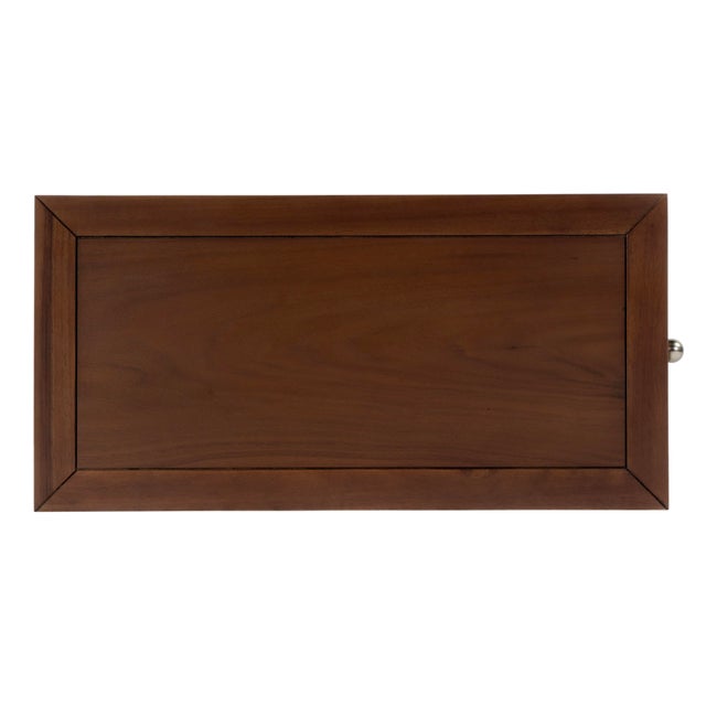 Nora 12 in. W Rectangular Wood 1 Door Narrow End Table with Pull-Out Tray, Walnut For Sale - Image 10 of 11