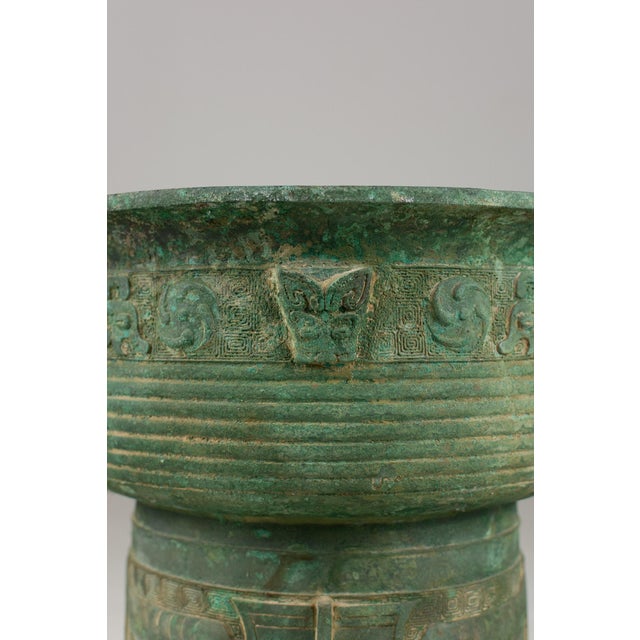 Traditional Large Archaic Bronze Gui Vessel with Taotie Beast For Sale - Image 3 of 11
