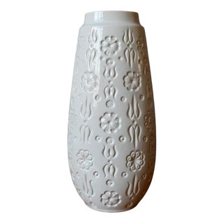 Large Minimalist White Floor Vase from Scheurich, 1980s For Sale
