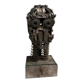 Steel Sculpture, Head & Neck, Signed & Dated For Sale