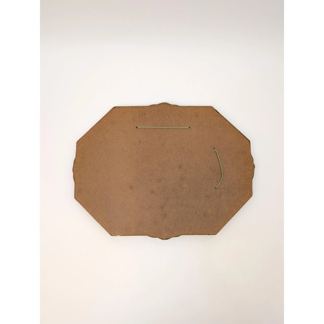 Mid-Century Modern Vintage Octagonal Gilt Beveled Glass Decorator Mirror With Flowers For Sale - Image 3 of 8