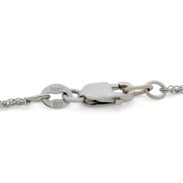 14k White Gold Sapphire Diamond Station Necklace. For Sale In New York - Image 6 of 6