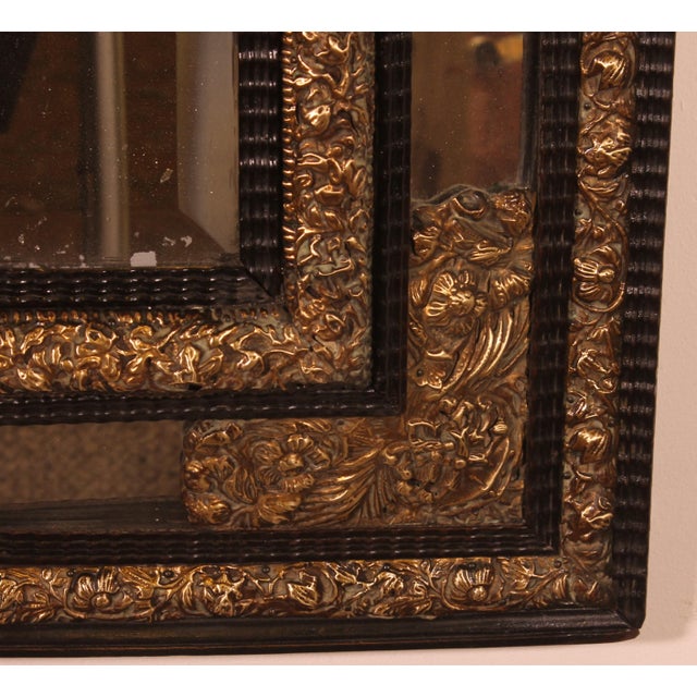 Gold Louis XIV Mirror in Blackened Wood For Sale - Image 8 of 13