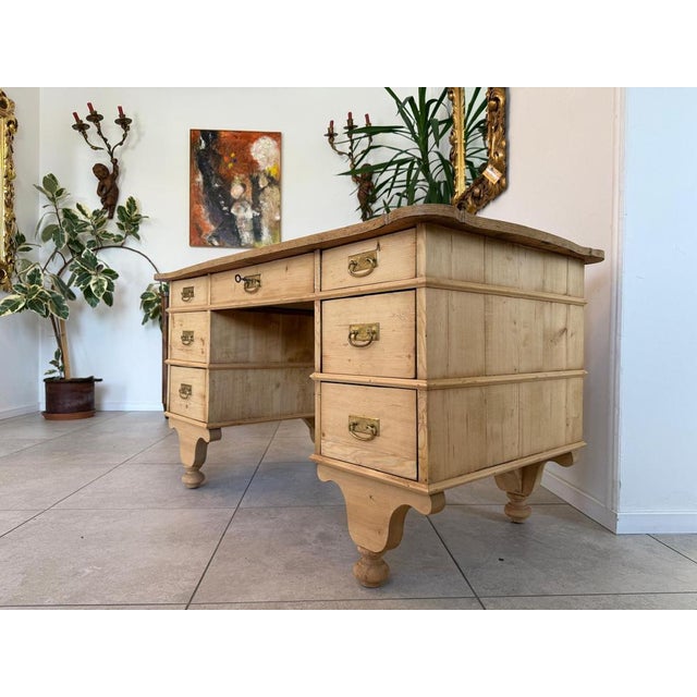 Wilhelminian Style Desk in Natural Wood For Sale - Image 3 of 18