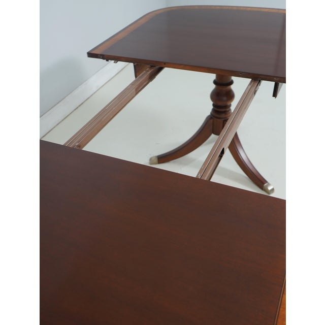 Ethan Allen Mahogany Inlaid Dining Table For Sale - Image 9 of 18