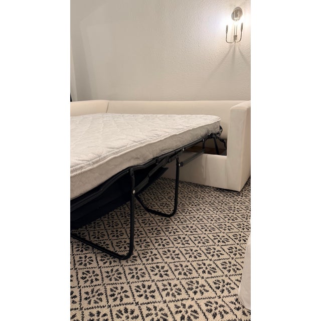 Textile Crate & Barrel Willow II White Cotton Slipcovered Bench Queen Sleeper Sofa For Sale - Image 7 of 9
