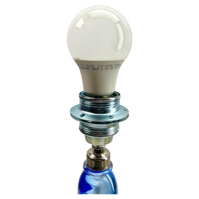 1950s Twisted Cobalt Sommerso Crystal Table Lamp from Val Saint Lambert, 1953 For Sale - Image 5 of 10
